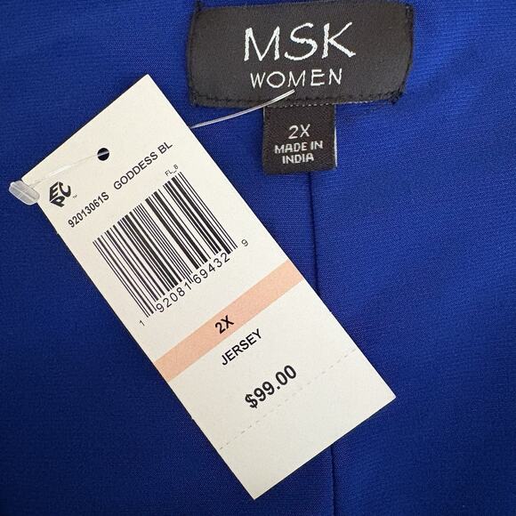 MSK Women’s Blue Draped Jersey Dress 2X NWT Cocktail Party Wedding Guest $99 - Picture 3 of 5